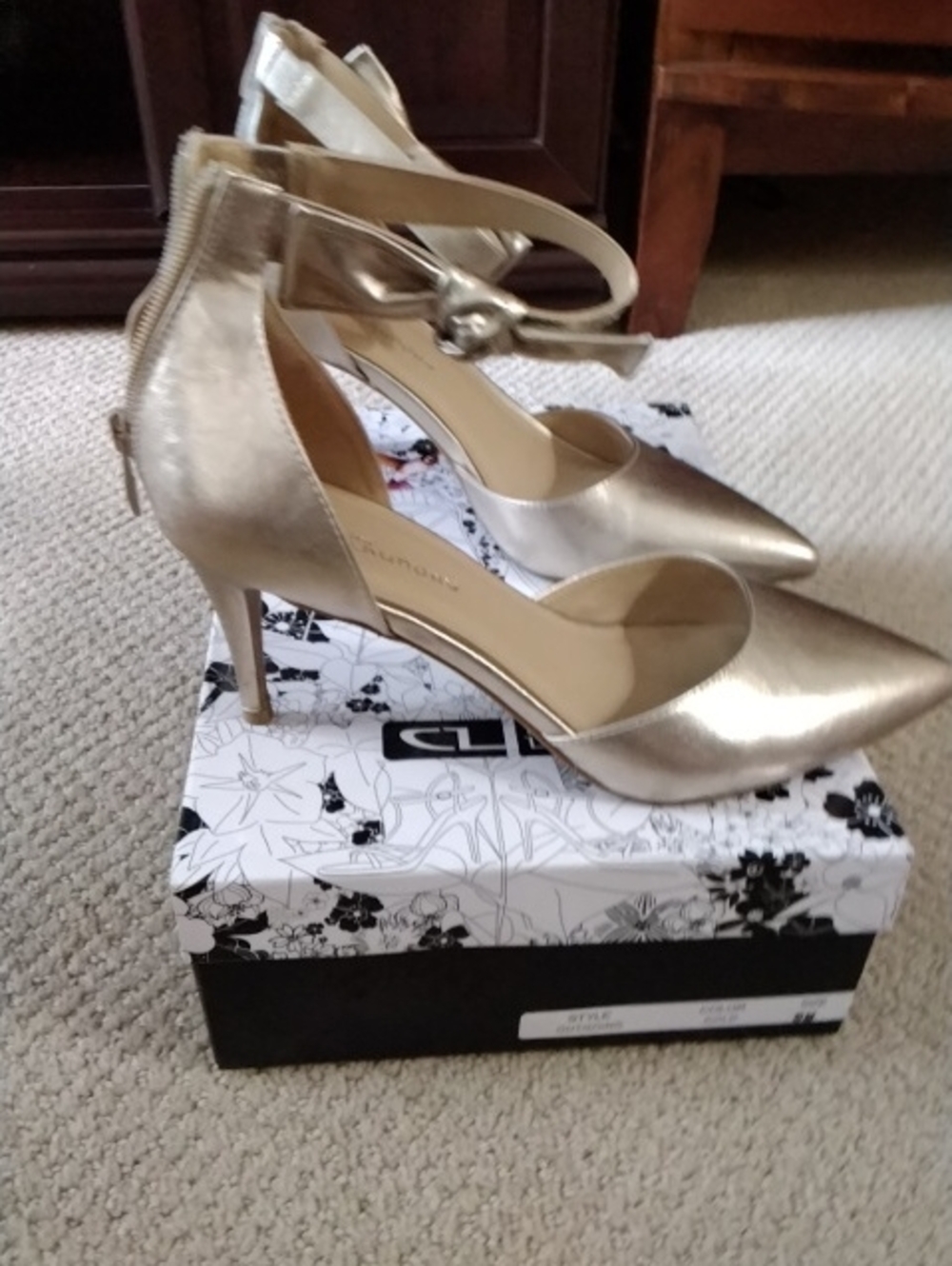 Chinese Laundry Metallic Gold Pointed-Toe Ankle-Strap Pumps